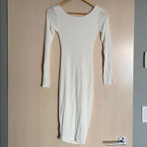 Backless Long Sleeved White Dress